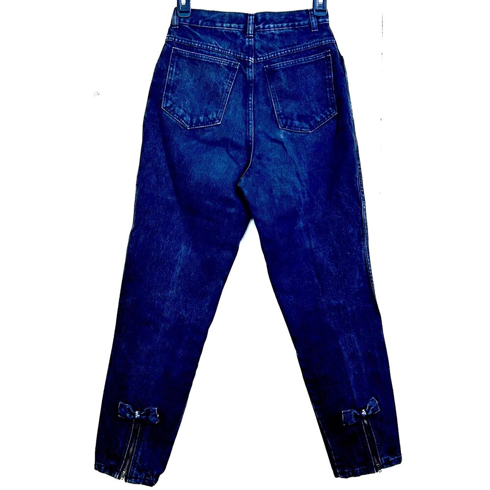 Vintage RIO by Sylvia Maison Ankle Jeans Size 7 Teens Charcoal Tapered Bow Zip